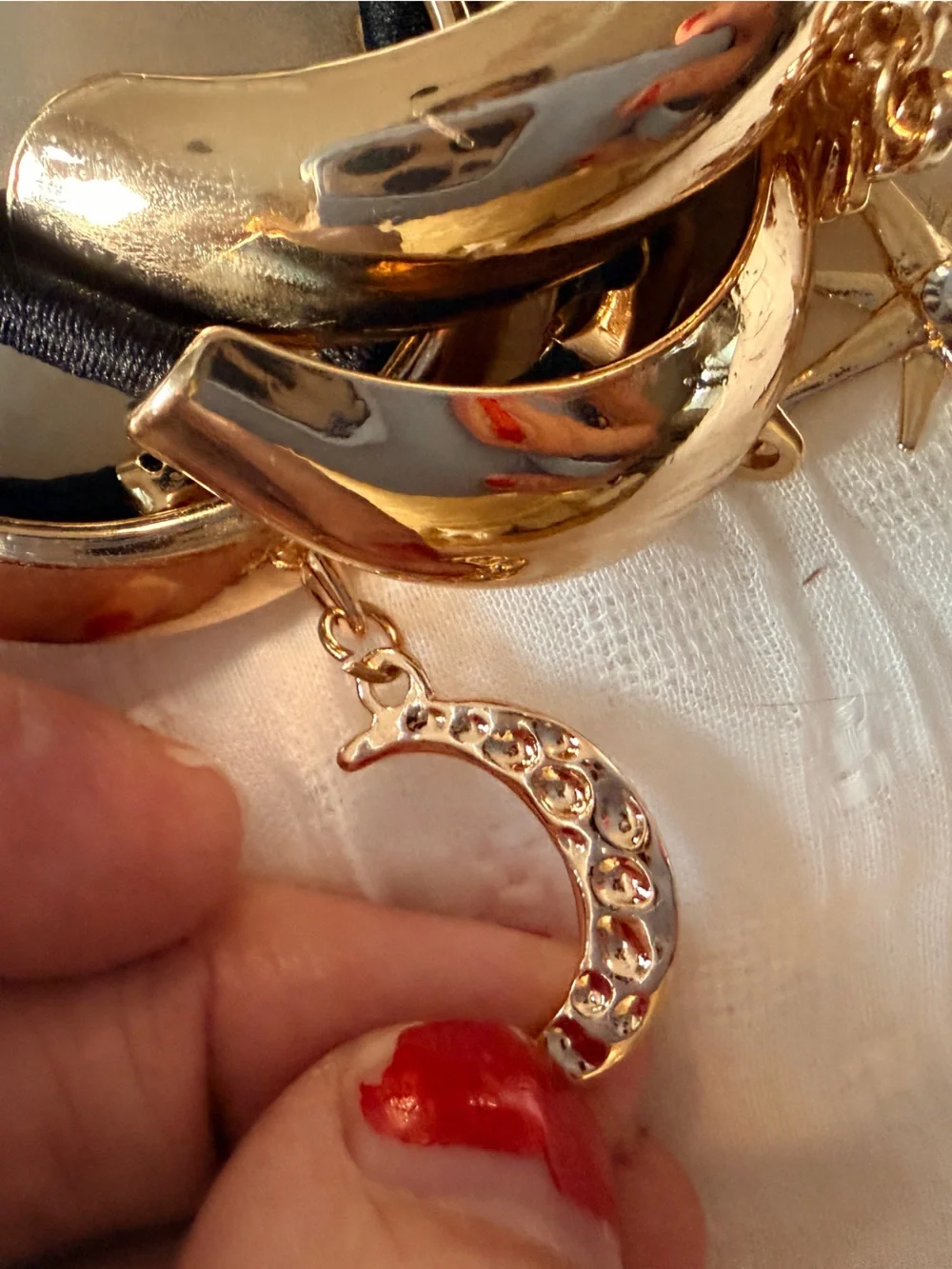 Pink Lily Celestial Hair Bands with Gold-Color Charms